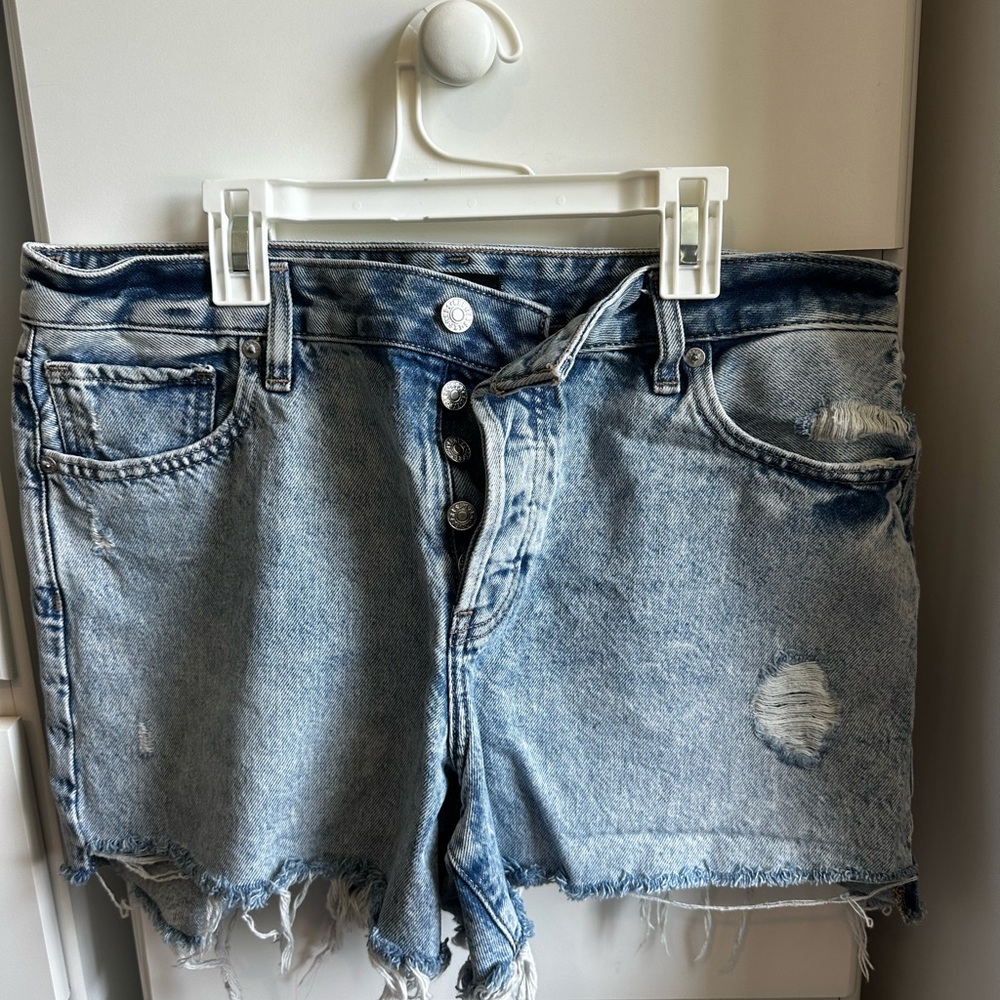 Express Blue Jean Shorts Distressed Casual | Boyfriend Midi shorts